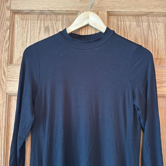 EILEEN FISHER Stretch Jersey Mock Neck Long Sleeve Midi Dress - Picture 3 of 8